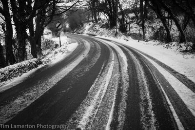 bend in the road, icy road, tyre tracks in the snow, Tim Lamerton Photography, Tim Lamerton