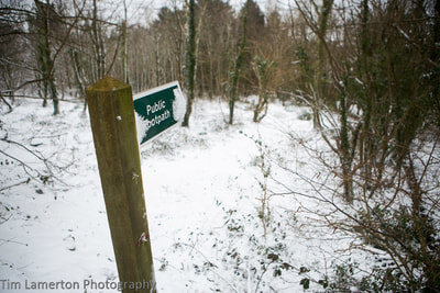 Public footpath sign, in the snow, Tim Lamerton Photography, Tim Lamerton